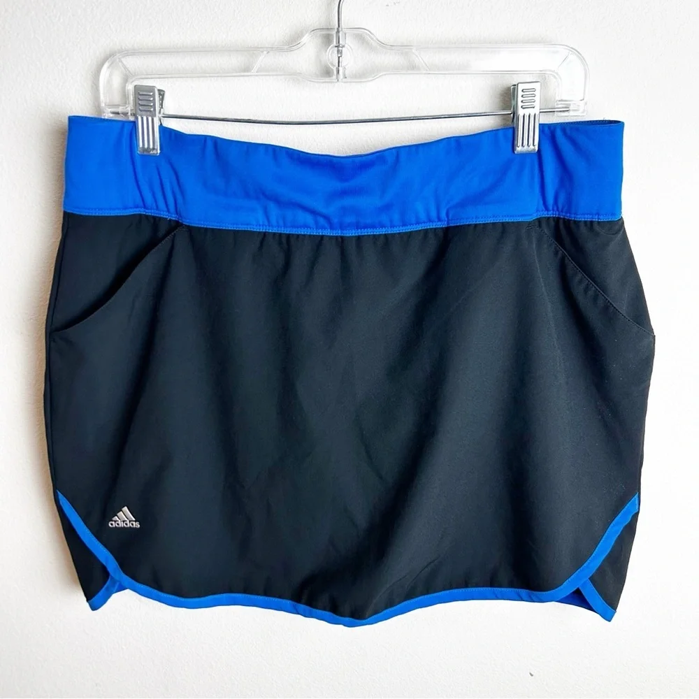 Adidas Women's athletic skort black with blue trim golf skirt size: M - Picture 2 of 8